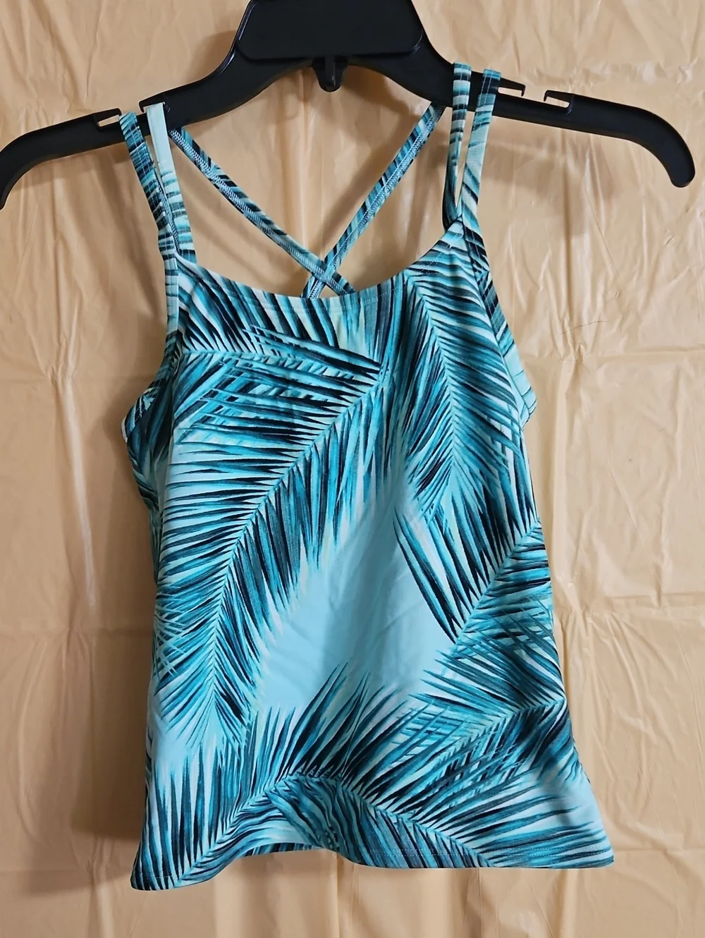 ABERCROMBIE KIDS GIRLS TANKINI SWIM TOP: BLUE/GREEN: GOOD CONDITION: SIZE 13/14
